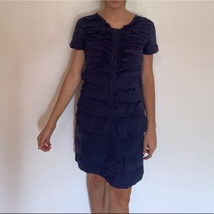 J Crew Blue Ruffle Dress (size says0 but fits 0-6)